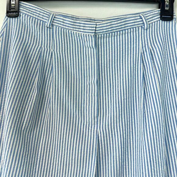 FAYS CLOSET VTG 80s Blue White Striped Seersucker Midi Skirt Women 13/14 Coastal - Picture 3 of 5